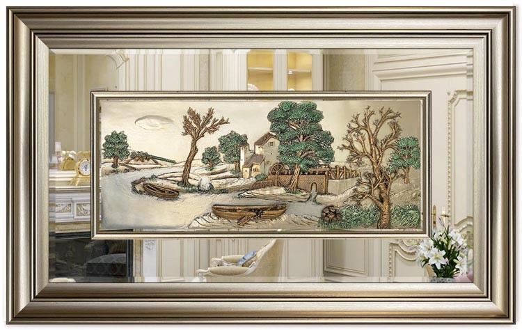 Modern  3D Sculpture Tableau - large - Boat - Silver