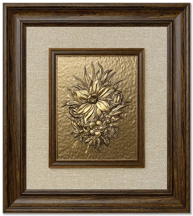 Modern  3D Sculpture Tableau - small - roses - Brown