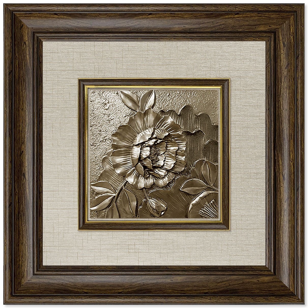 Modern  3D Sculpture Tableau - medium - roses - Brown