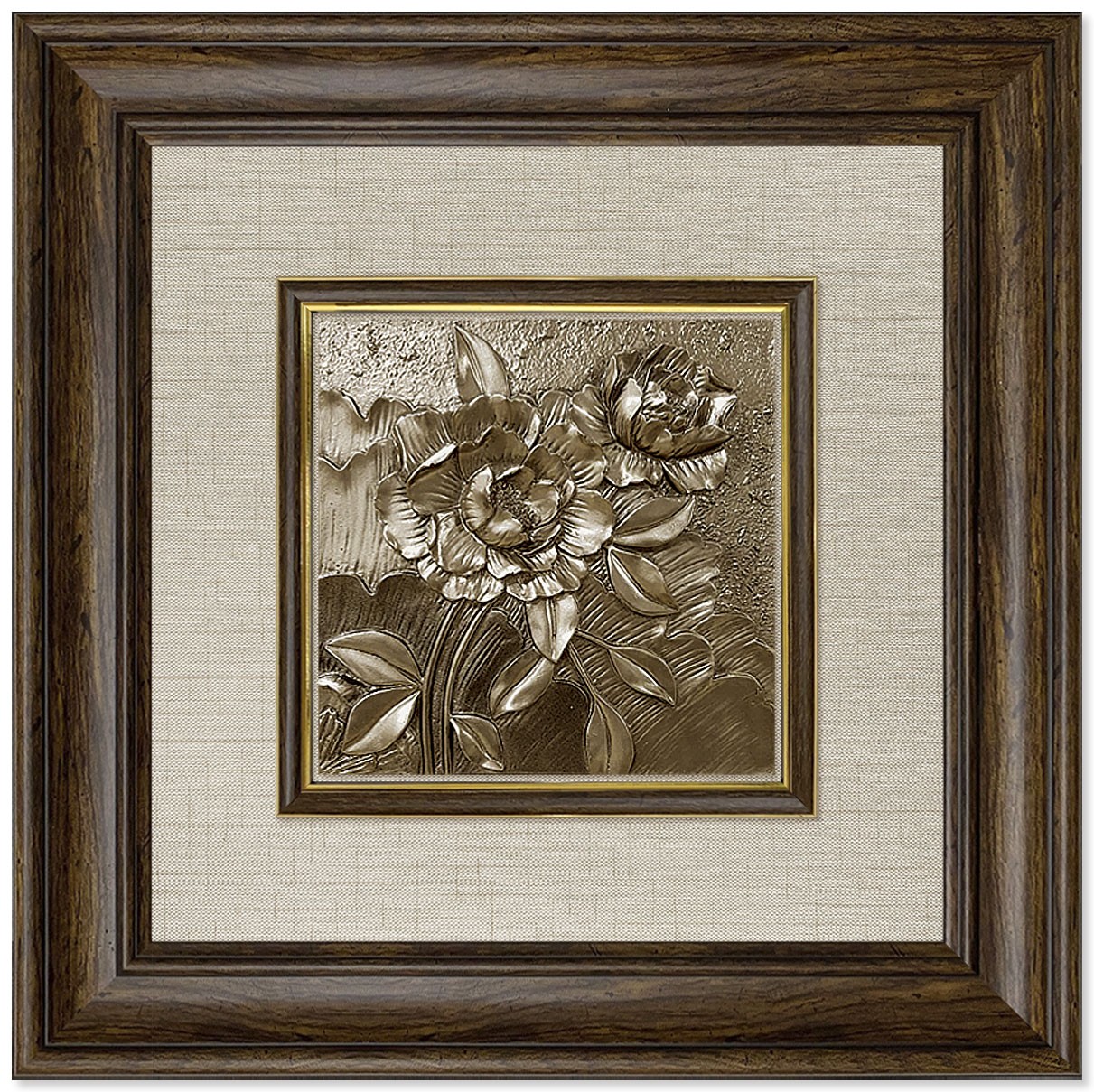 Modern  3D Sculpture Tableau - medium - roses - Brown