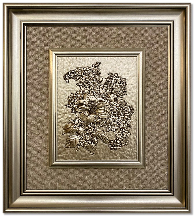 Modern  3D Sculpture Tableau - small - roses - silver