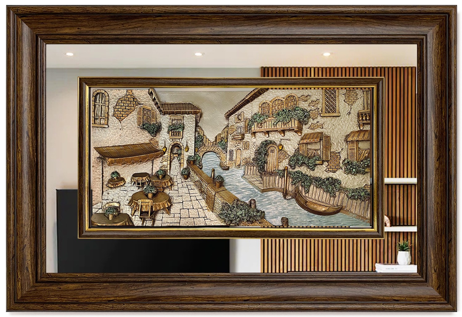 Modern  3D Sculpture Tableau - big - Venice - Brown